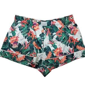 Victoria's secret NEW tropical palm leaf floral print boxer satin sleep short XL